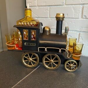 Vintage 1970s Japanese Train Decanter Music Box Set